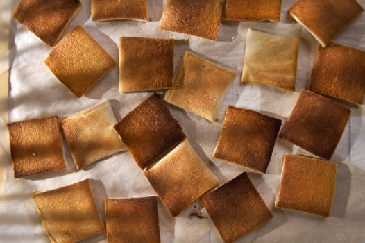 Presentation of slices of freshly roasted and ready for breakfast 
