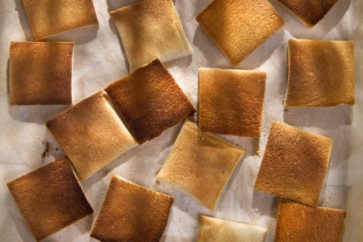 Presentation of slices of freshly roasted and ready for breakfast 
