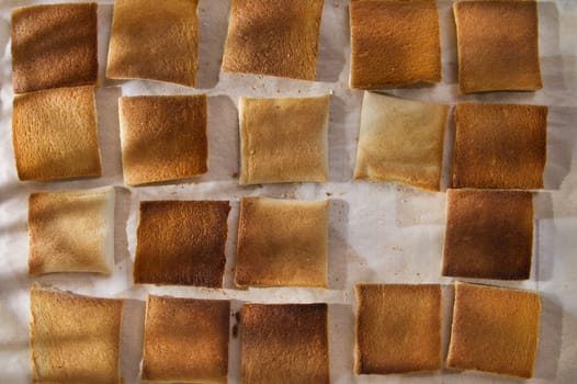 Presentation of slices of freshly roasted and ready for breakfast 
