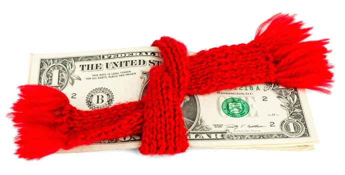 Preservation of Finance. Dollar wrapped in a red scarf