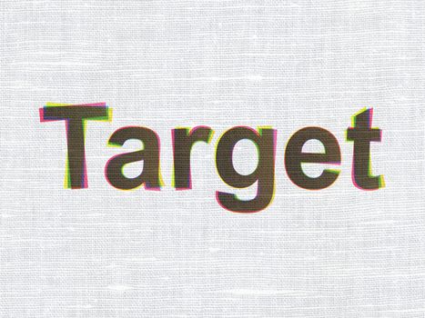 Finance concept: CMYK Target on linen fabric texture background