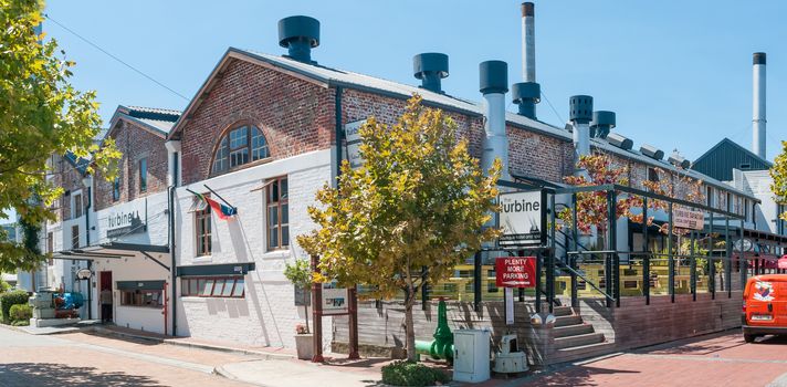 KNYSNA, SOUTH AFRICA - MARCH 3, 2016: A hotel on the historic Thesens Island in the restored turbine hall of the power station with the original machinery still intact and restored