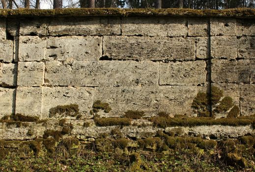 The texture of the stones in the blank stone wall that separates the park Sylvia in the Gatchina park.