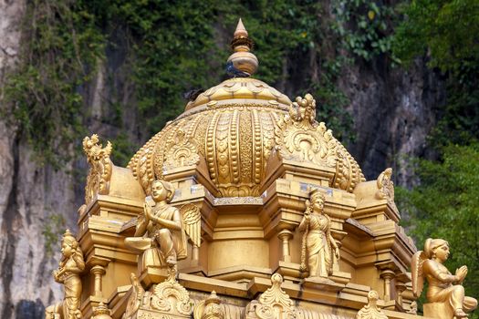 Sri Subramaniar Hindu Temple Gold Dome Architectural Detail at Batu Caves in Malaysia