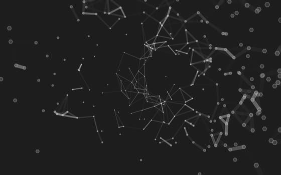 Abstract polygonal space low poly dark background with connecting dots and lines. Connection structure. 3d rendering