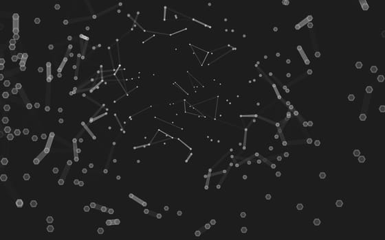 Abstract polygonal space low poly dark background with connecting dots and lines. Connection structure. 3d rendering