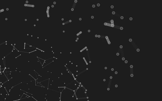 Abstract polygonal space low poly dark background with connecting dots and lines. Connection structure. 3d rendering