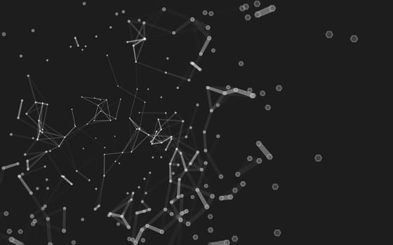 Abstract polygonal space low poly dark background with connecting dots and lines. Connection structure. 3d rendering