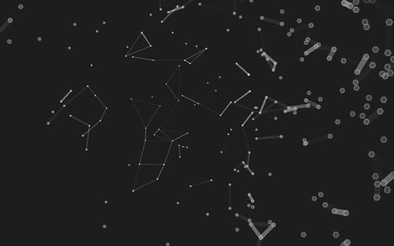 Abstract polygonal space low poly dark background with connecting dots and lines. Connection structure. 3d rendering