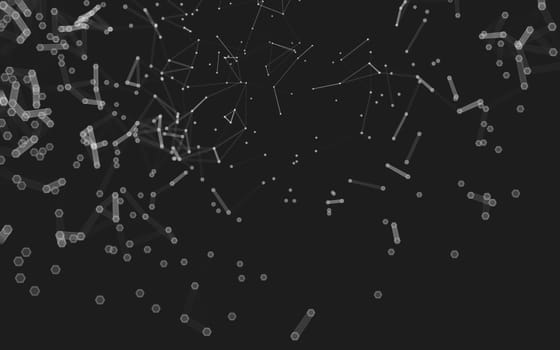 Abstract polygonal space low poly dark background with connecting dots and lines. Connection structure. 3d rendering