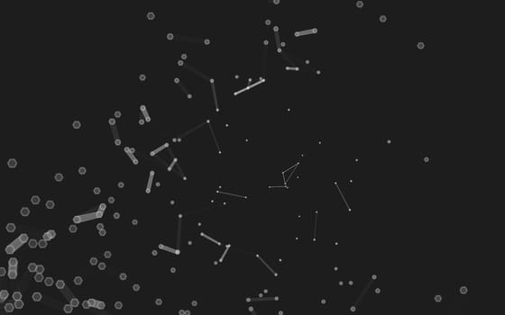 Abstract polygonal space low poly dark background with connecting dots and lines. Connection structure. 3d rendering