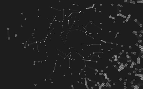 Abstract polygonal space low poly dark background with connecting dots and lines. Connection structure. 3d rendering