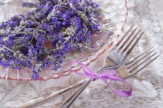 Summer presentation of lavender flower in spa area