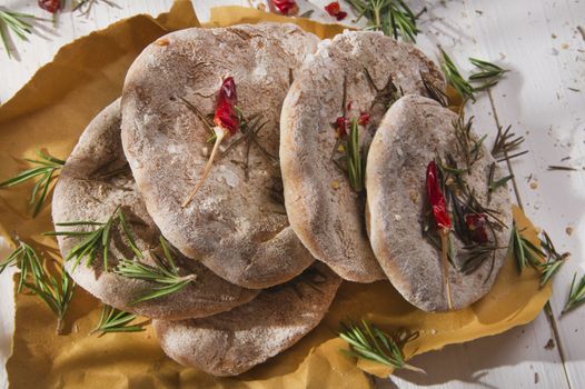 Focaccia wholemeal flour with salt and rosemary 