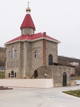 Varvarovka, Russia - March 15, 2016: The old church in the village of Great Martyr Barbara Varvarovka, a suburb of Anapa, Krasnodar Krai