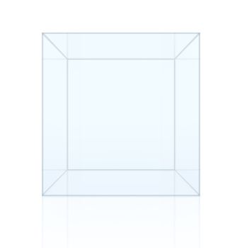 Empty glass showcase on white background. 3D rendering