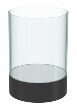 Empty glass cylinder for exhibit, isolated. 3D illustration