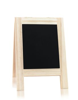 Wooden menu board isolated on white background, save clipping path.