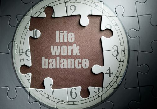 Life work balance missing piece from a clock jigsaw puzzle 