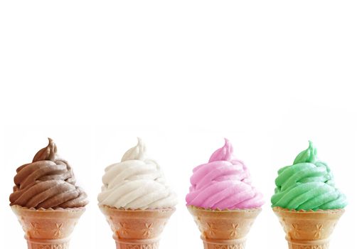 Ice cream cone flavors including chocolate, vanilla and strawberry