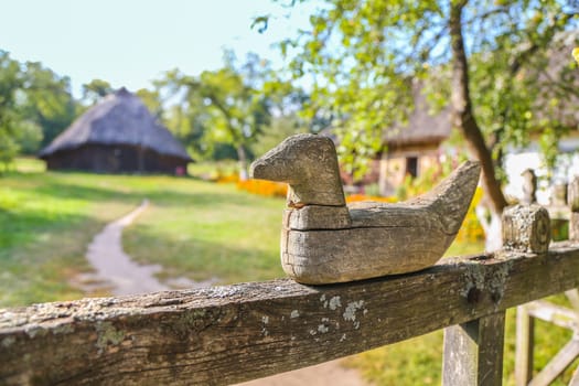 Ancient traditional Ukrainian figure of a bird on the fence