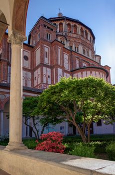 Garden inside Santa Maria delle Grazie ,Milan, Italy.