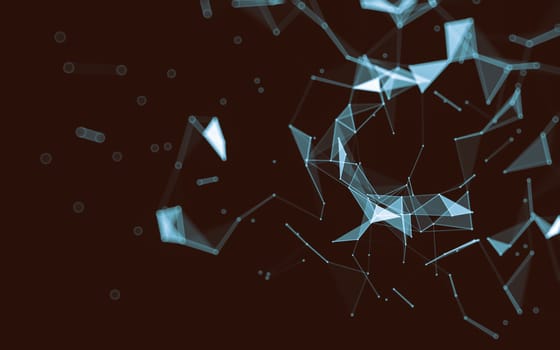 Abstract polygonal space low poly dark background with connecting dots and lines. Connection structure. 3d rendering