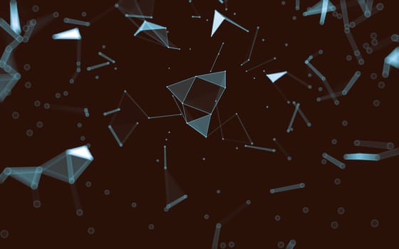 Abstract polygonal space low poly dark background with connecting dots and lines. Connection structure. 3d rendering