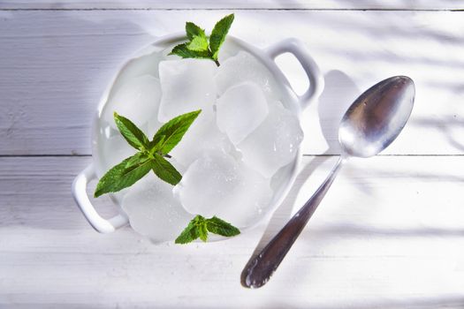 Presentation of ice cubes for drinks container 