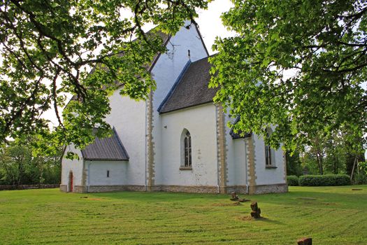 St. Catherine&#039;s church in Muhu. Among the country&#039;s oldest churches, built atop a pagan worship site. Frescos depicting the Apostoles 13 th C. Saaremaa island, Estonia.