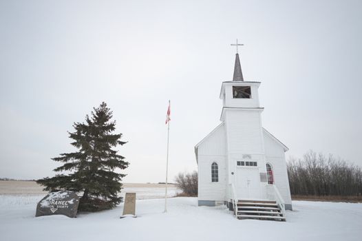 historic architecture of the building on a cold winter day