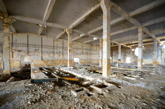 ruins of a very heavily polluted industrial factory, place was known as one of the most polluted towns in Europe, industrial series