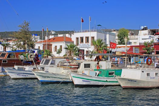 Traditional fishing boats in the port of Bodrum, popular holiday resort in Turkey.