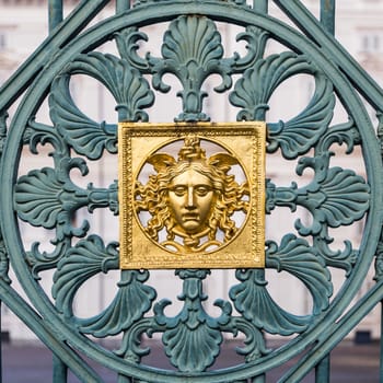 Turin, Italy. Detail of the original fence of the Royal Palace