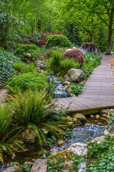 Creek and path in Keukenhof Park, Lisse in Holland