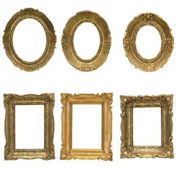 Collection of 6 different antique gold frames