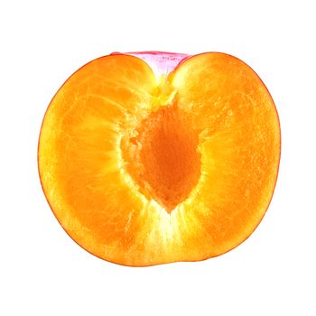 Cut plum isolated on a white background
