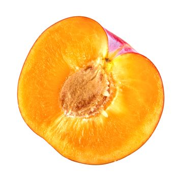 Cut plum isolated on a white background