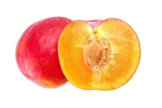 Group of plums isolated on a white background