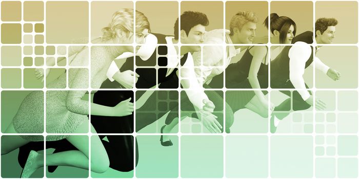 Business People Running as a Abstract Website Background 