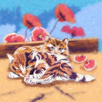 Funny Kittens Illustration. Watercolor sketch illustration of a cat at home.