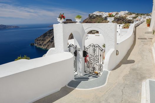 Luxury decks and patios of Oia, Santorini, Greece