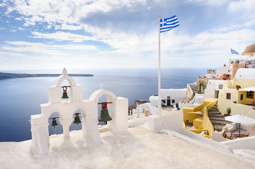 View of Oia village at the Island Santorini, Greece. Before sunset.