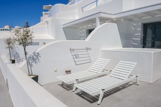 Luxury decks and patios of Oia, Santorini, Greece