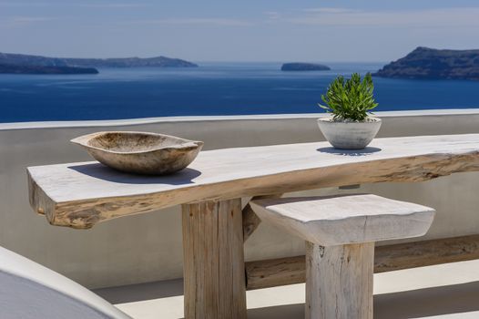 Luxury decks and patios of Oia, Santorini, Greece