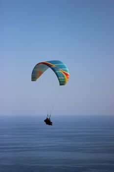 Flying Tandem Paragliding Above the Mediterranean Sea in France