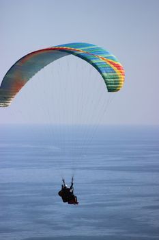 Flying Tandem Paragliding Above the Mediterranean Sea in France