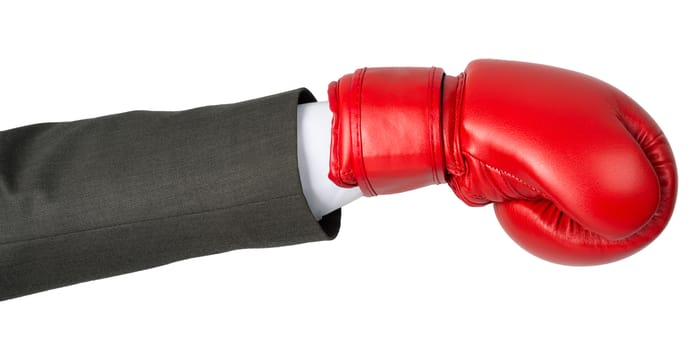 Hand with boxing glove isolated on white background