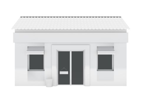 Shop building isolated on white background. 3d rendering