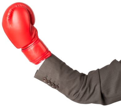 Hand with boxing glove isolated on white background